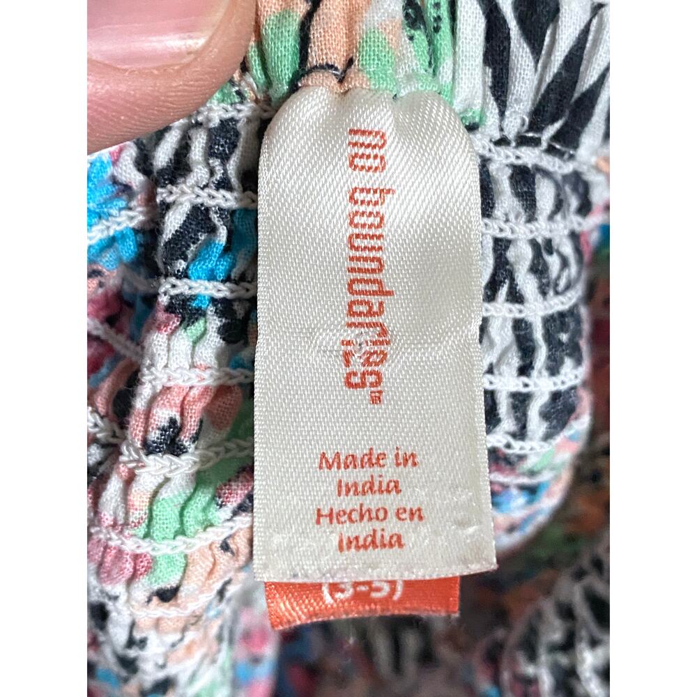 No Boundaries Babydoll Strapless Mini Dress S Smocked Floral Zig Zag Summer Y2K - Picture 6 of 8